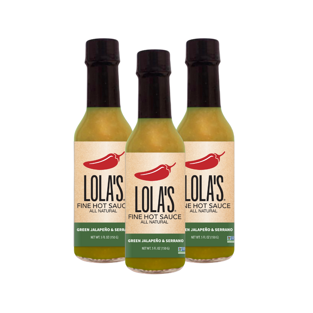 New! Lola's Fine Hot Sauce 3 Pack Green Jalapeno & Serrano
